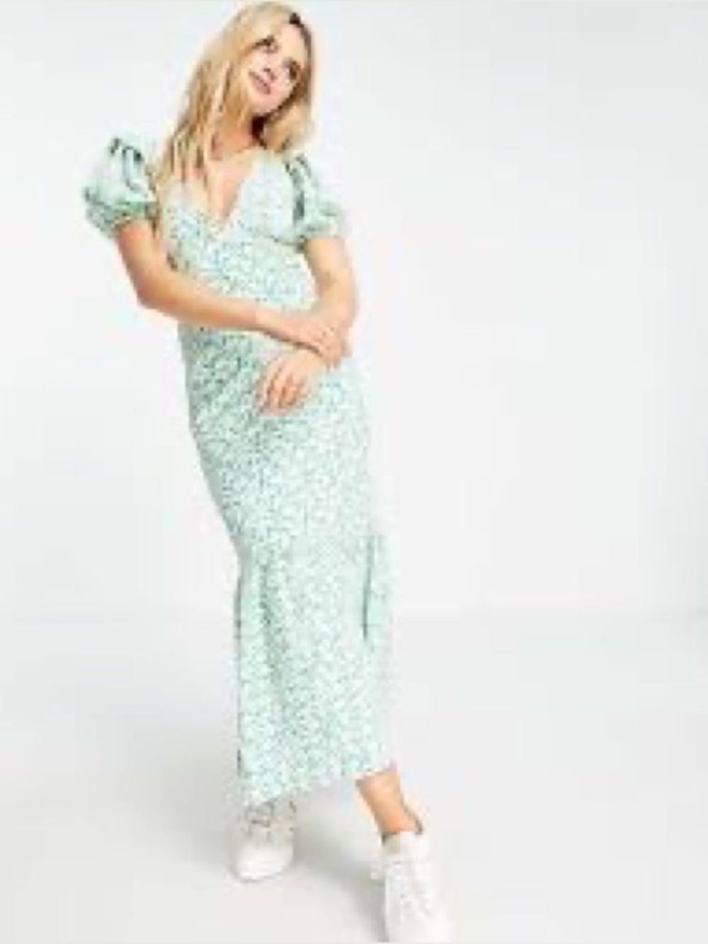 Fashion Union Wms Floral Ruffle Pleated Cottagecore Retro Resort Maxi Dress 4